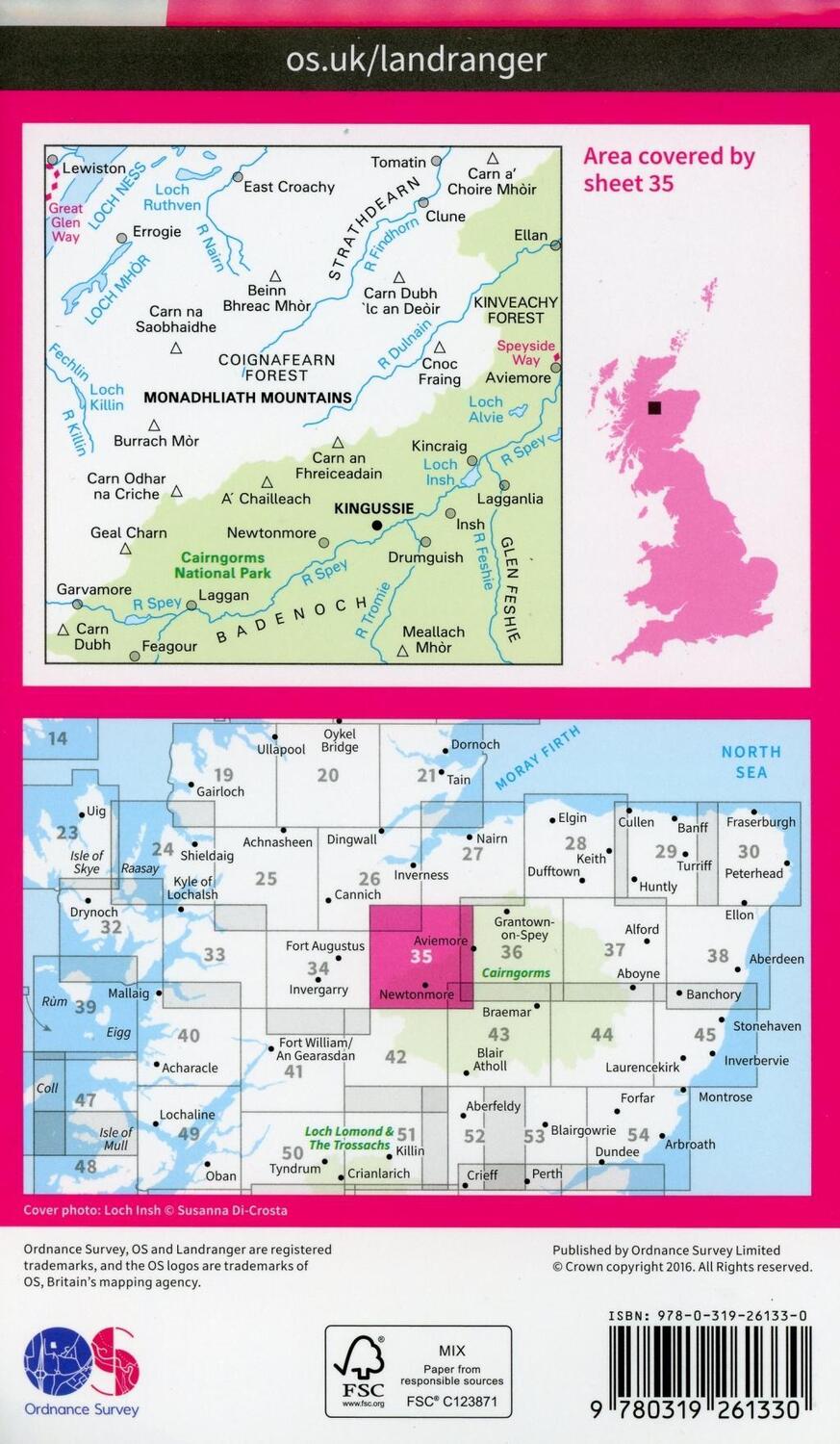 Bild: 9780319261330 | Kingussie &amp; Monadhliath Mountains | Ordnance Survey | (Land-)Karte