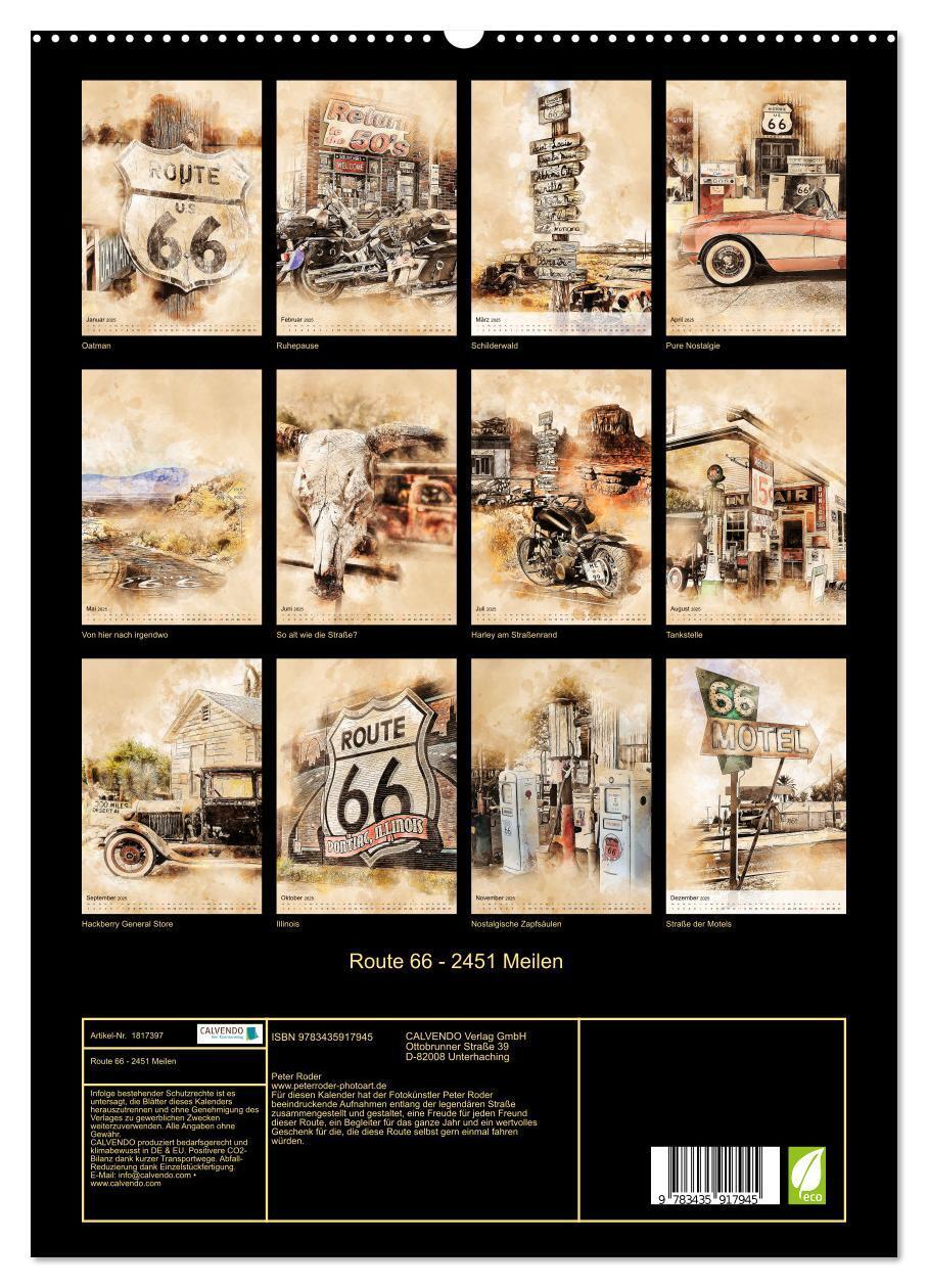 Bild: 9783435917945 | Route 66 - 2451 Meilen (hochwertiger Premium Wandkalender 2025 DIN...