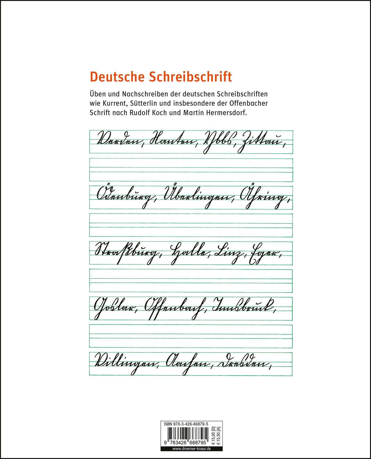 Rückseite: 9783426668795 | Deutsche Schreibschrift. Übungsbuch | Lesen und Schreiben lernen | Süß