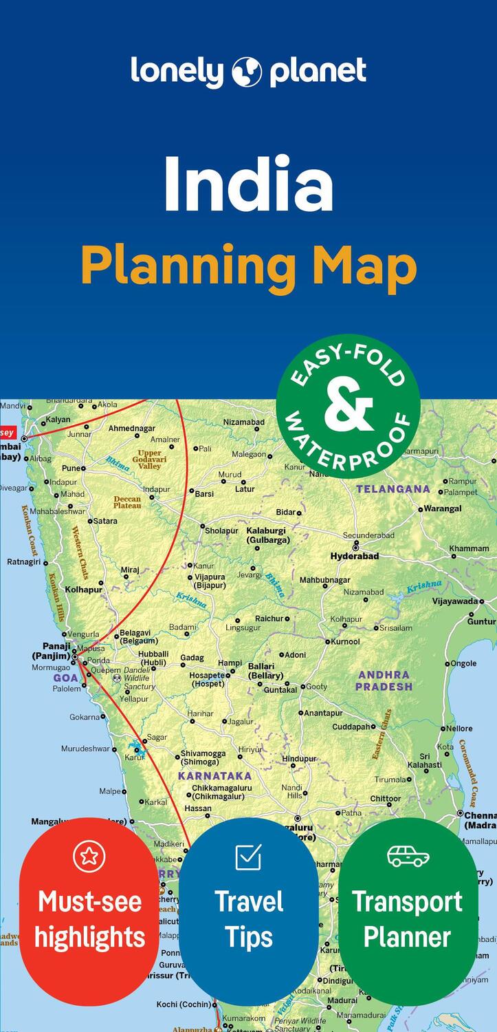 Cover: 9781787015791 | Lonely Planet India Planning Map | Joe Bindloss (u. a.) | (Land-)Karte