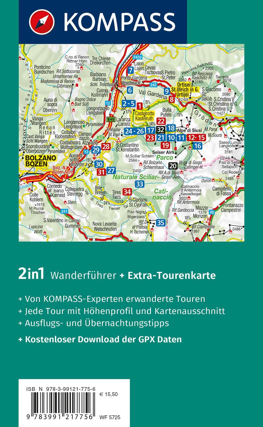 Rückseite: 9783991217756 | KOMPASS Wanderführer Seiser Alm, Langkofel, Schlern, Tierser Tal -...