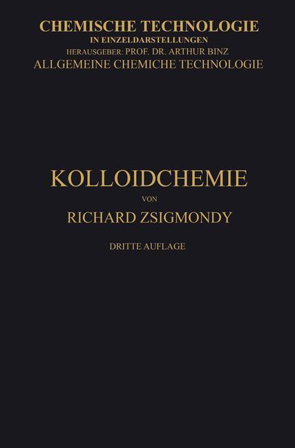 Cover: 9783662335178 | Kolloidchemie Ein Lehrbuch | Richard Zsigmondy | Taschenbuch | xvi