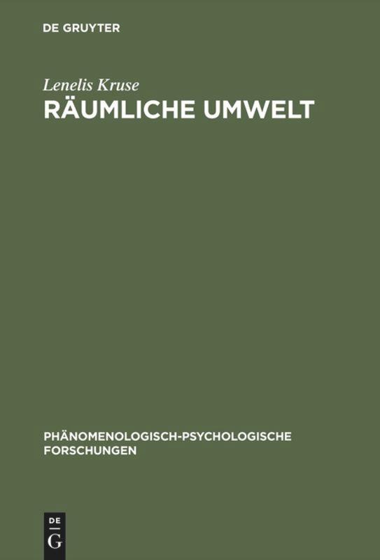 Cover: 9783110044065 | Räumliche Umwelt | Lenelis Kruse | Buch | VIII | Deutsch | De Gruyter