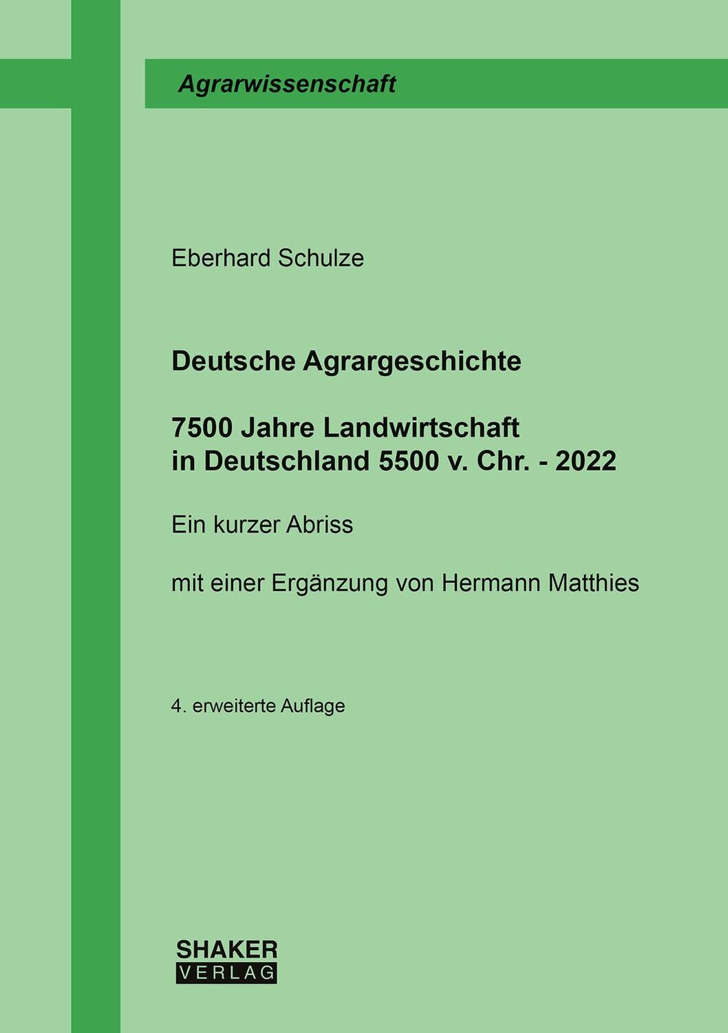 Cover: 9783844090000 | Deutsche Agrargeschichte | Eberhard Schulze | Taschenbuch | 382 S.