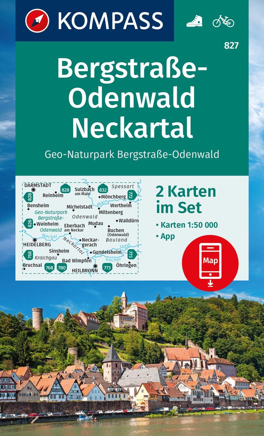 Cover: 9783991219989 | KOMPASS Wanderkarten-Set 827 Bergstraße-Odenwald, Neckartal,...