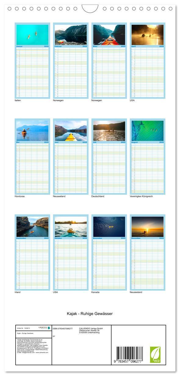 Bild: 9783457096277 | Familienplaner 2025 - Kajak - Ruhige Gewässer mit 5 Spalten...