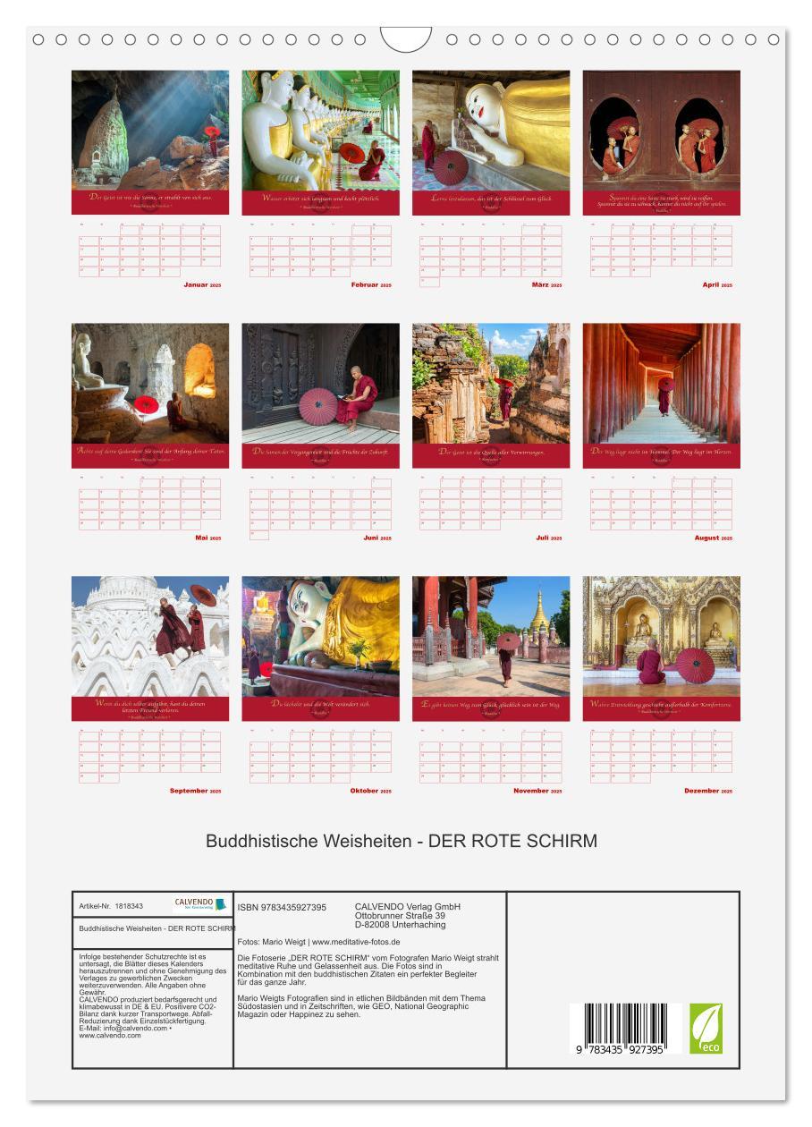 Bild: 9783435927395 | Buddhistische Weisheiten - DER ROTE SCHIRM (Wandkalender 2025 DIN...