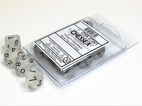 Cover: 601982023850 | Frosted™ Clear/black Set of Ten d10s | deutsch | Chessex