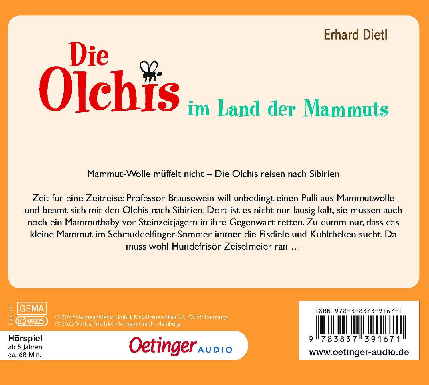 Rückseite: 9783837391671 | Die Olchis im Land der Mammuts | Erhard Dietl | Audio-CD | 1 Audio-CD