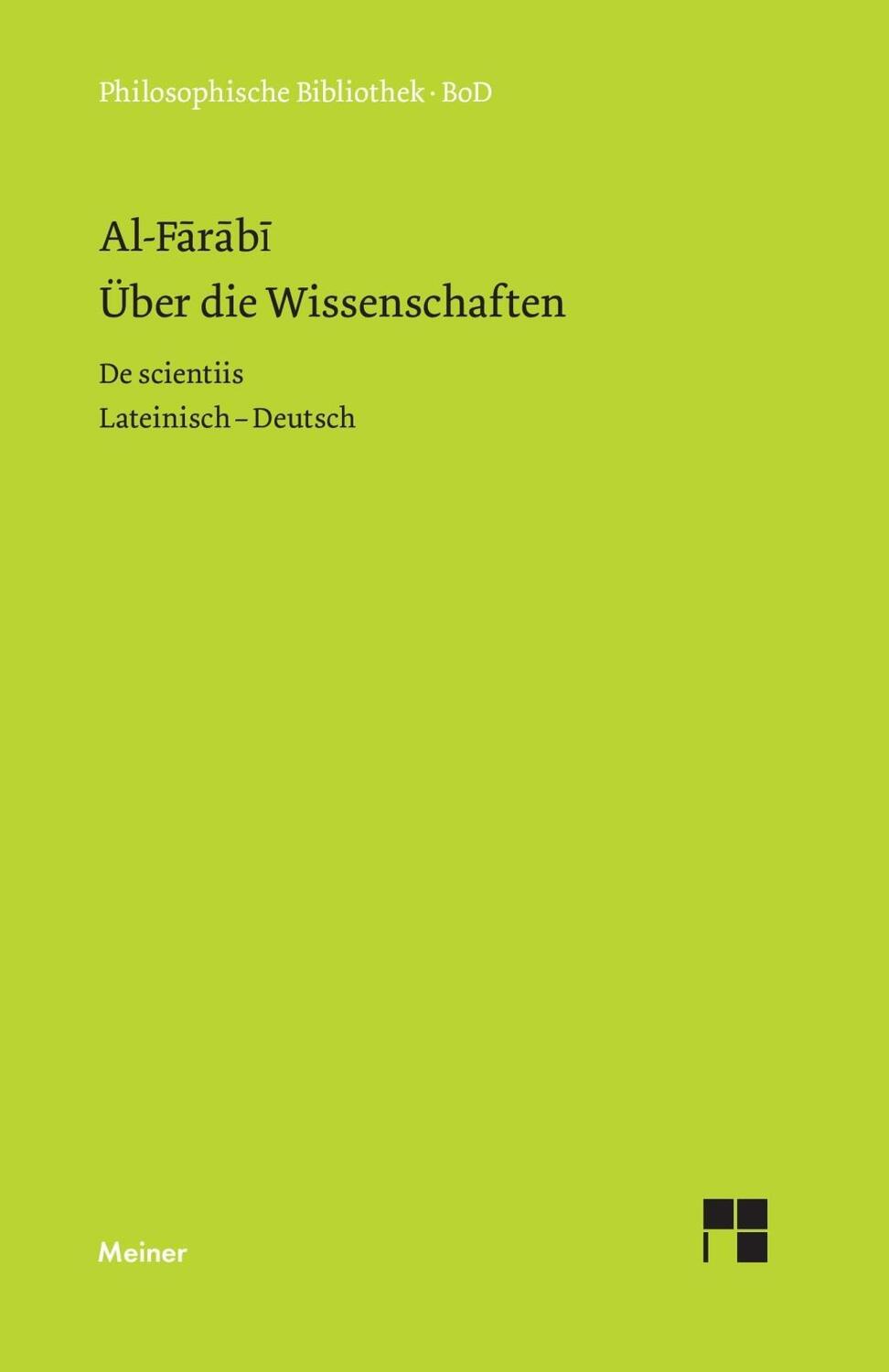 Cover: 9783787318773 | Über die Wissenschaften / De scientiis | Al-Farabi | Buch | 450 S.