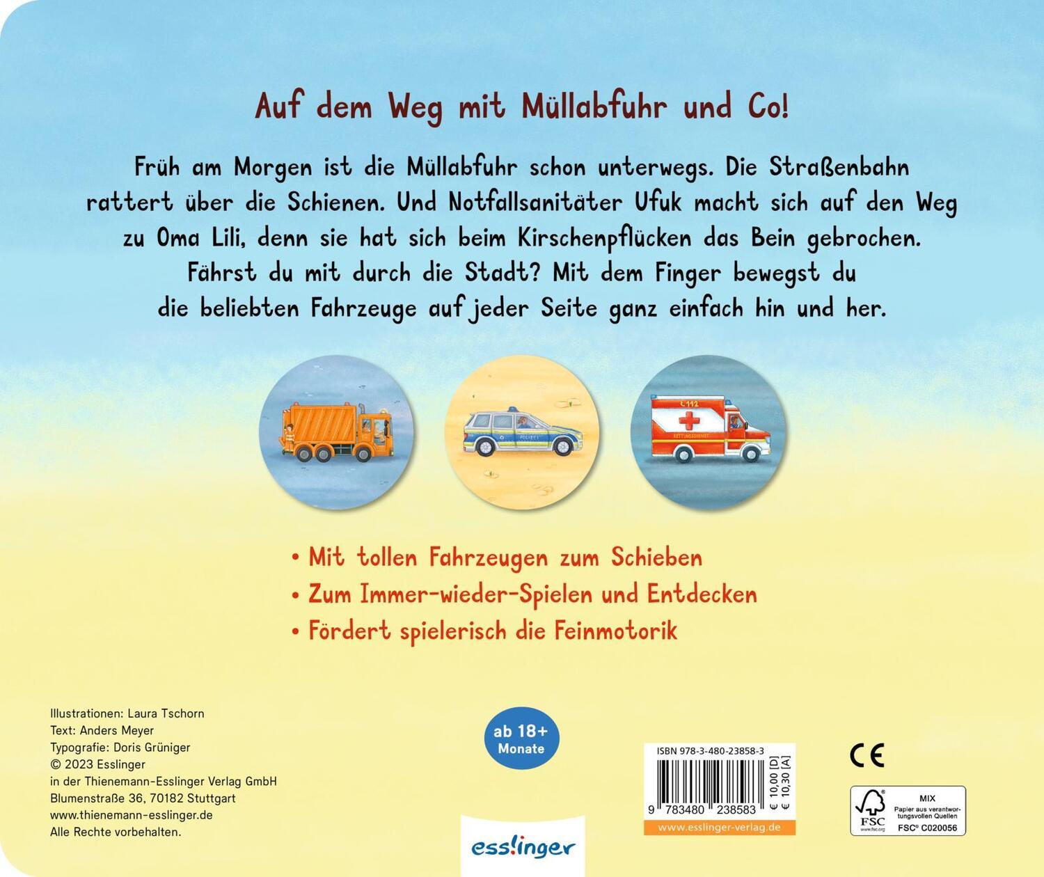 Rückseite: 9783480238583 | Meine Schiebebahn-Pappe: Fahr mit in der Stadt | Anders Meyer | Buch
