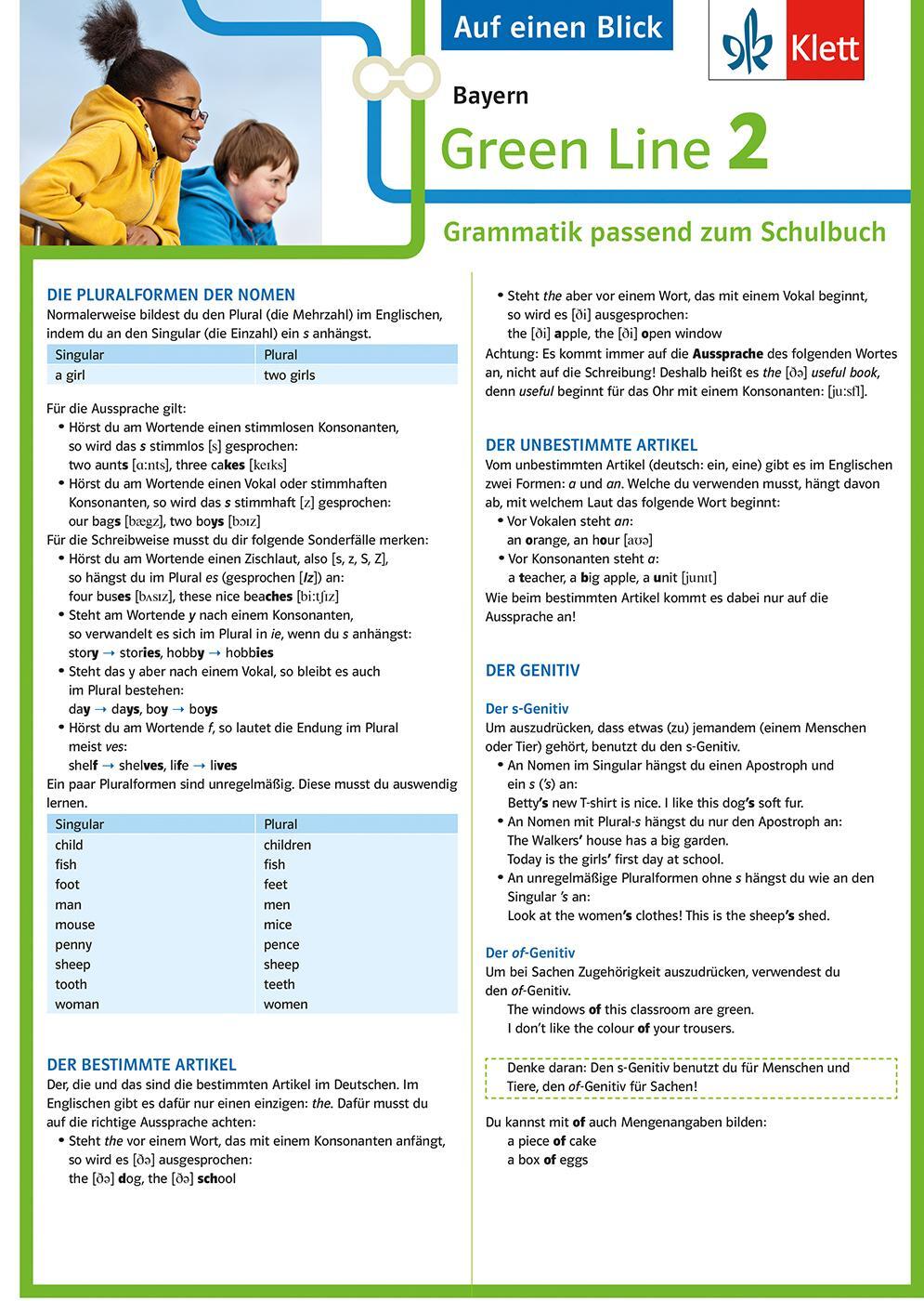 Cover: 9783129261156 | Green Line 2 Bayern Klasse 6 - Auf einen Blick. Grammatik passend...