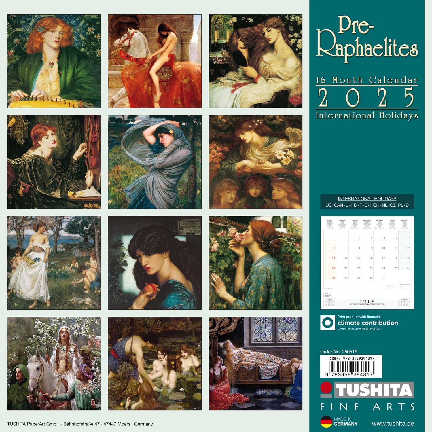 Rückseite: 9783959294317 | Pre-Raphaelites 2025 | Kalender 2025 | Kalender | Tushita Fine Arts