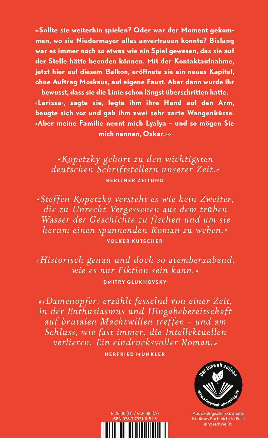 Rückseite: 9783737101516 | Damenopfer | Steffen Kopetzky | Buch | Deutsch | 2023 | Rowohlt Berlin