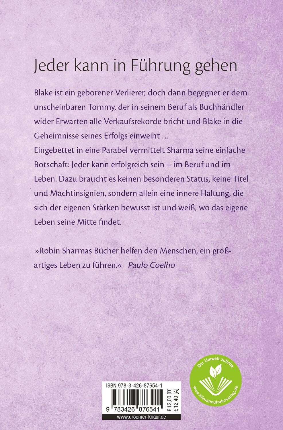 Rückseite: 9783426876541 | Der König, der ohne Krone regiert | Eine Parabel vom Erfolg | Sharma