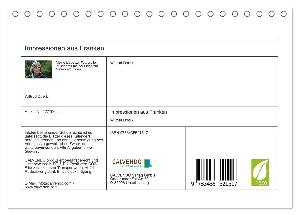 Bild: 9783435521517 | Impressionen aus Franken (Tischkalender 2025 DIN A5 quer), CALVENDO...