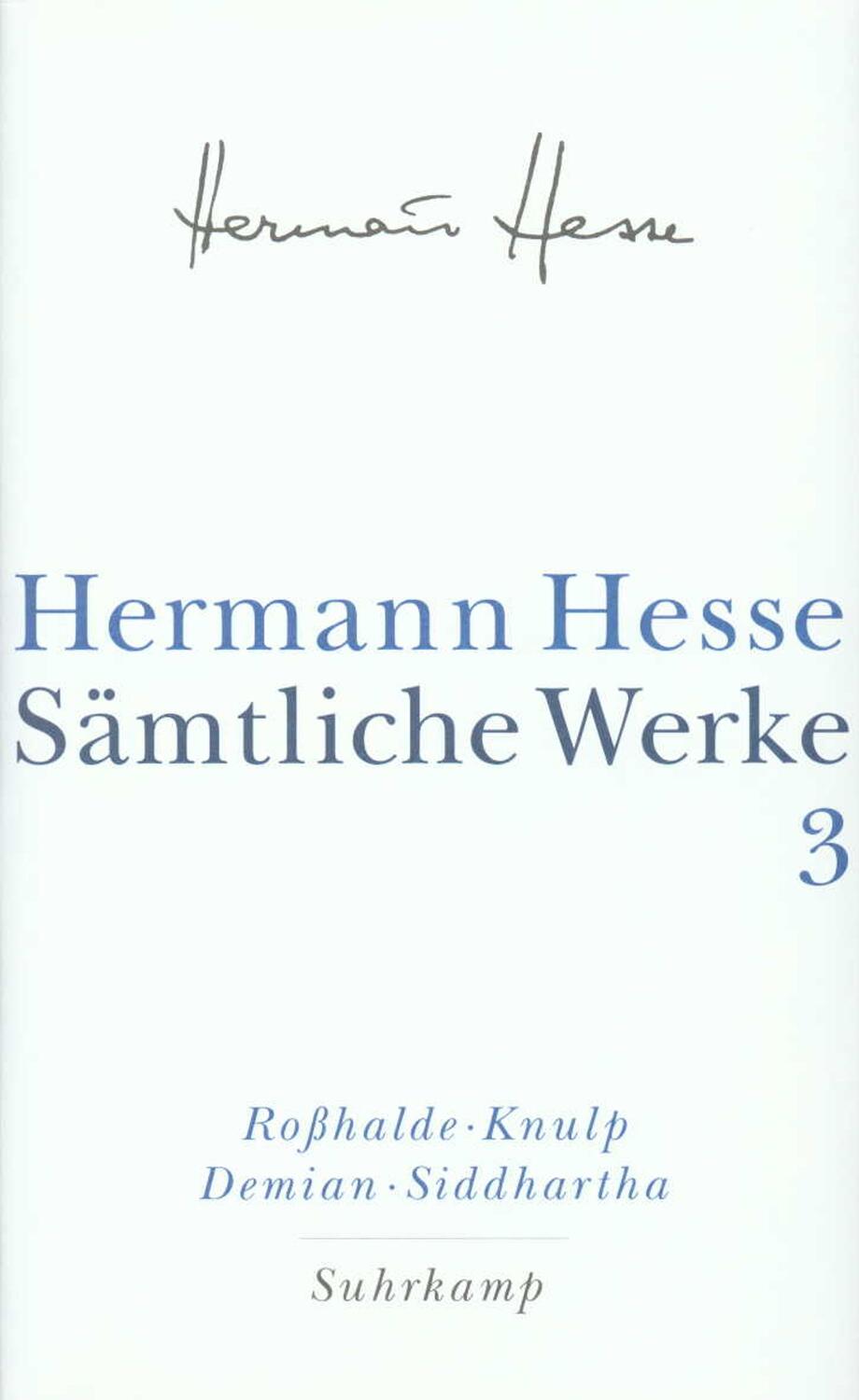 Cover: 9783518411032 | Roßhalde. Knulp. Demian. Siddhartha | Hermann Hesse | Buch | Deutsch