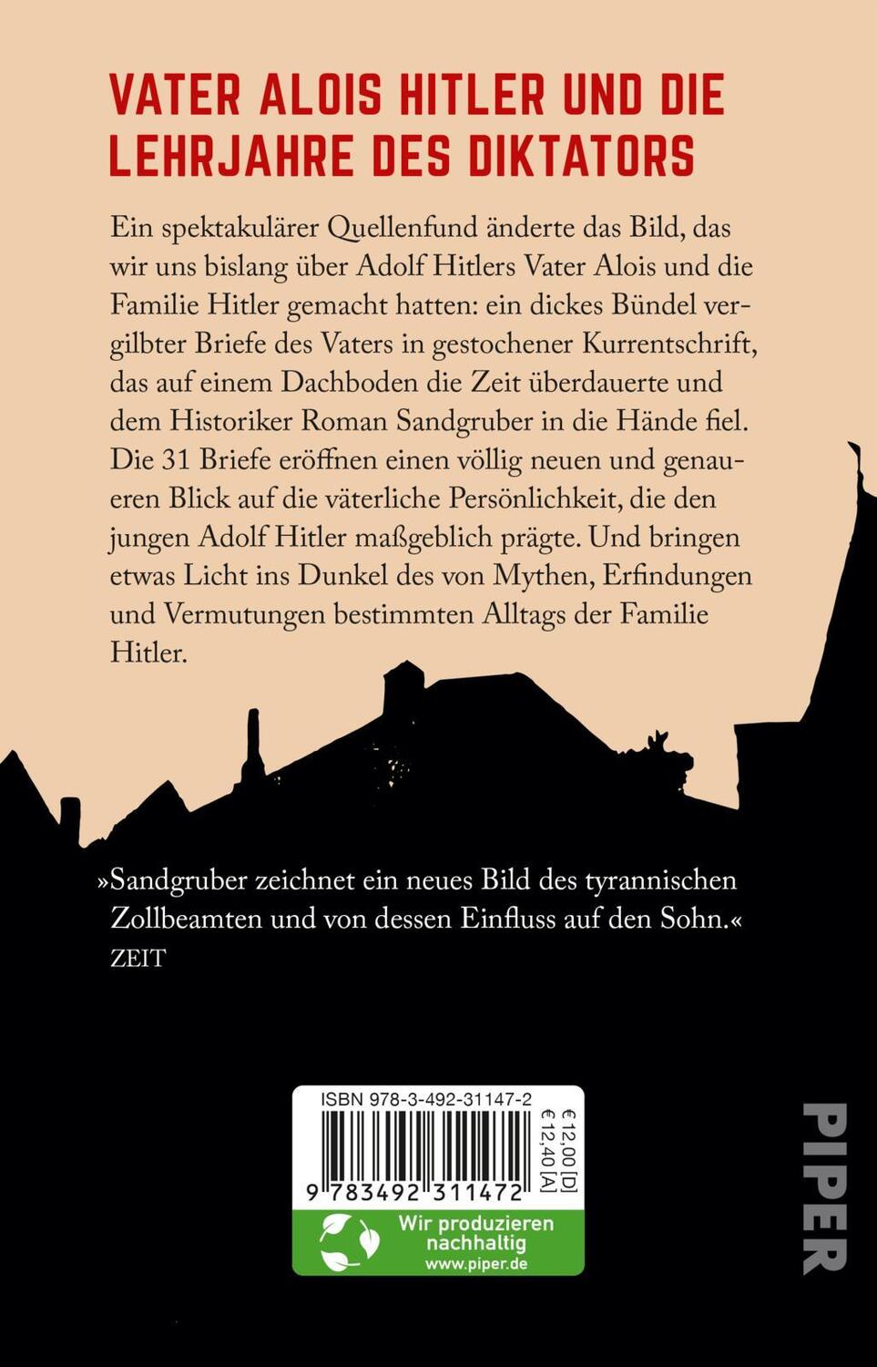 Rückseite: 9783492311472 | Hitlers Vater | Roman Sandgruber | Taschenbuch | 336 S. | Deutsch