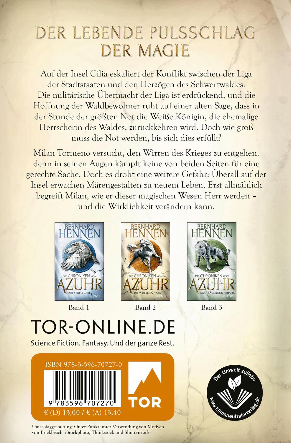 Rückseite: 9783596707270 | Die Chroniken von Azuhr - Die Weiße Königin | Roman | Bernhard Hennen