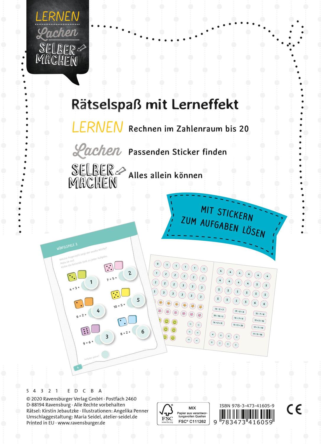 Rückseite: 9783473416059 | Erstes Rechnen Sticker-Rätsel | Kirstin Jebautzke | Taschenbuch | 2020