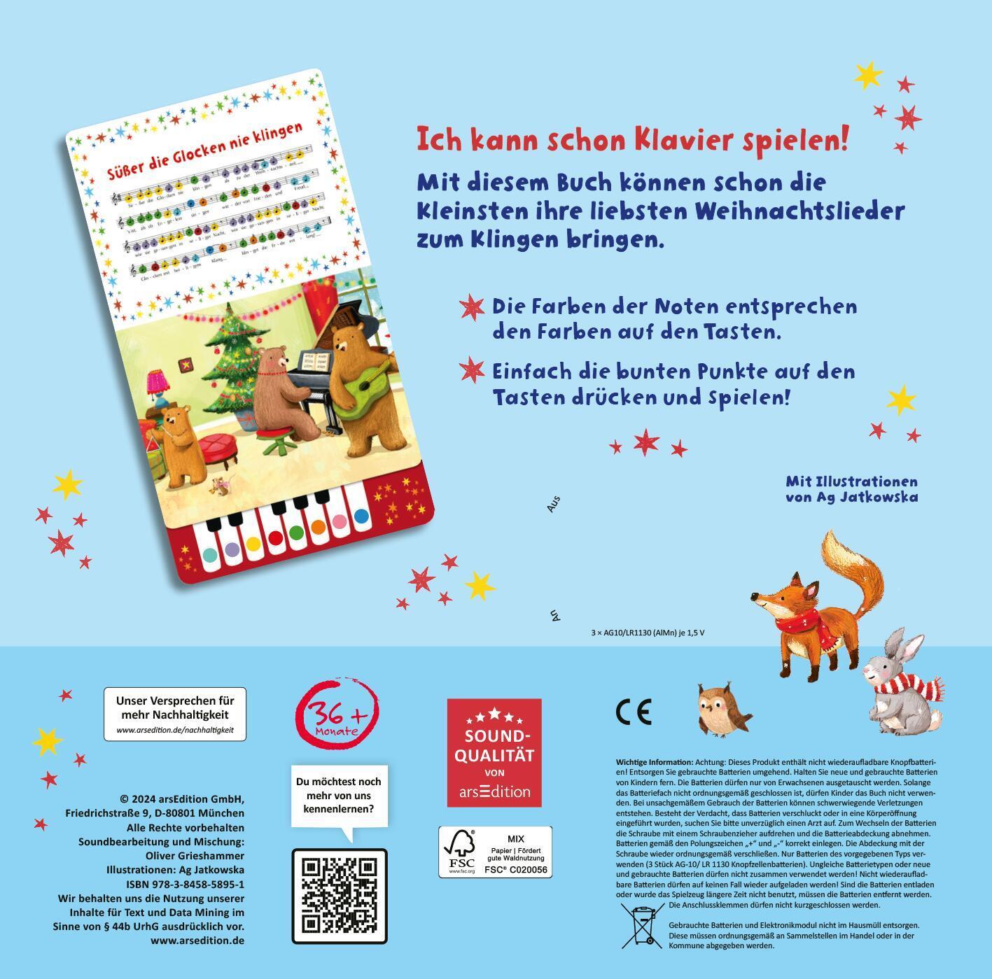 Rückseite: 9783845858951 | Mein Weihnachts-Klavierbuch | Ag Jatkowska | Buch | Klavierbuch | 2024