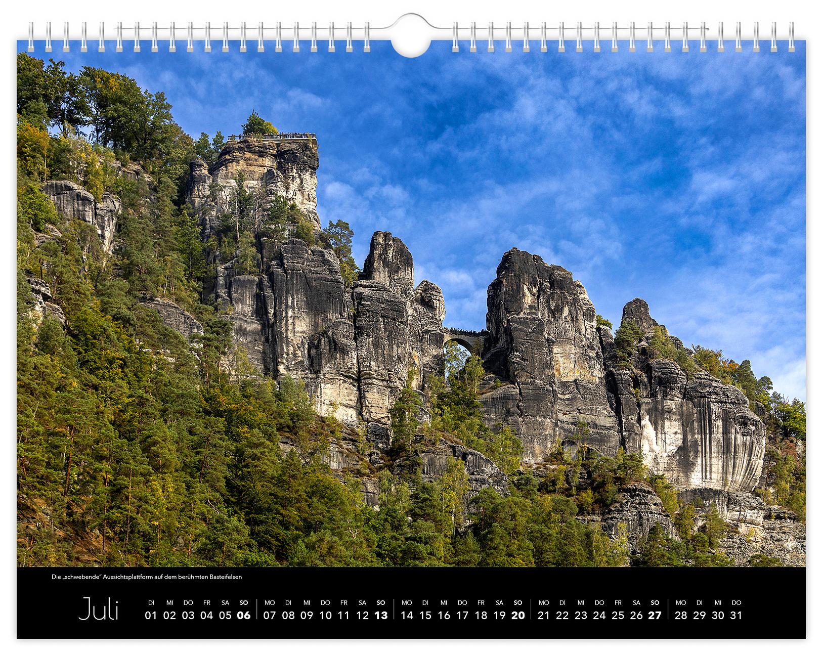 Bild: 9783910680593 | Kalender Sächsische Schweiz 2025 | 40 x 30 cm schwarzes Kalendarium