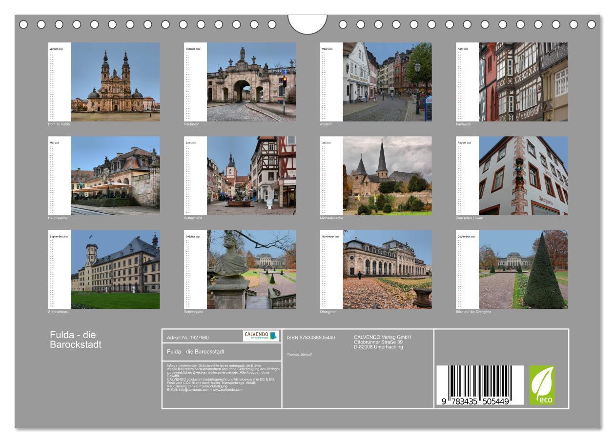 Bild: 9783435505449 | Fulda - die Barockstadt (Wandkalender 2025 DIN A4 quer), CALVENDO...