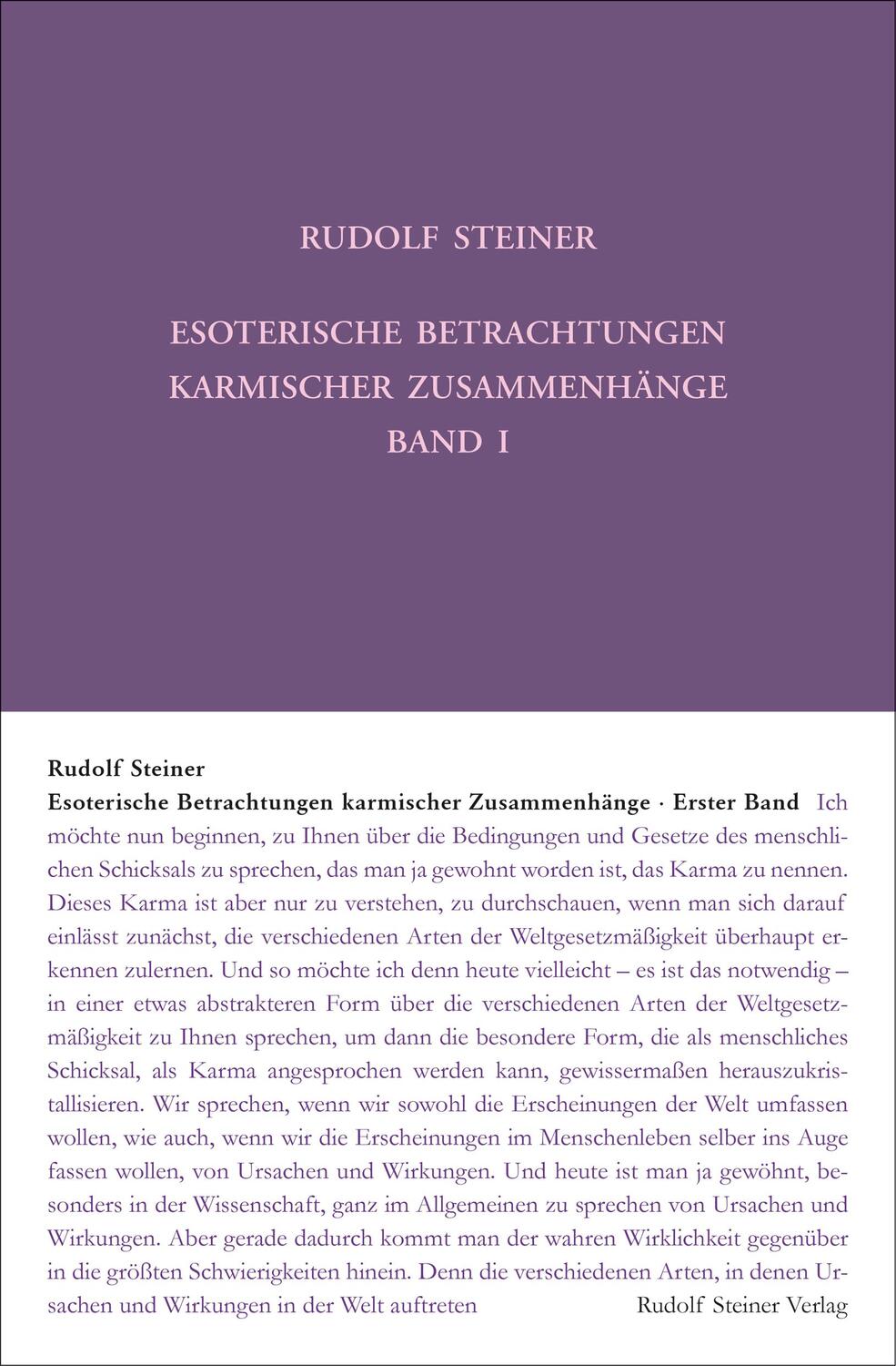 Cover: 9783727423512 | Esoterische Betrachtungen karmischer Zusammenhänge | Rudolf Steiner