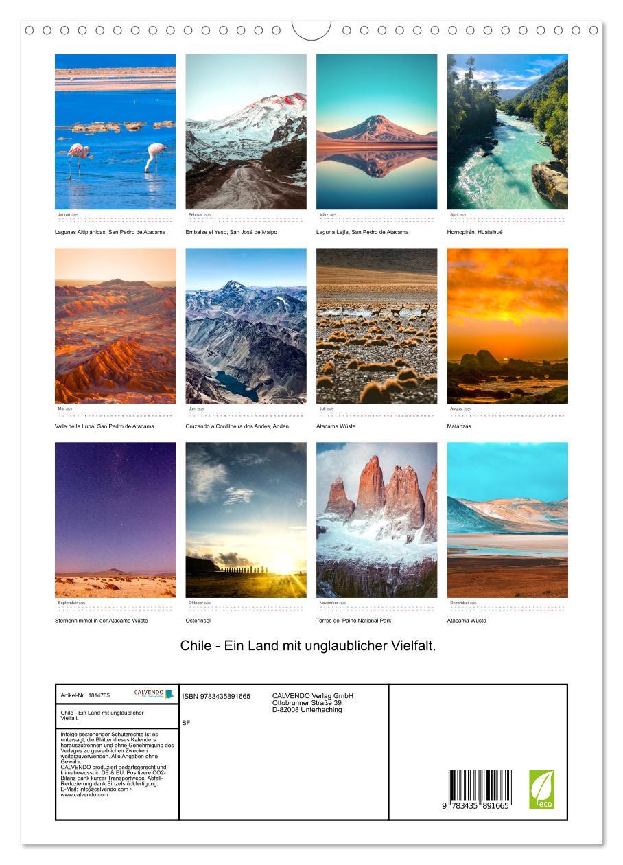 Bild: 9783435891665 | Chile - Ein Land mit unglaublicher Vielfalt. (Wandkalender 2025 DIN...