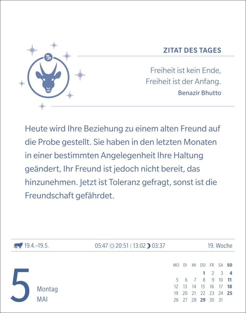 Bild: 9783840033643 | Steinbock Sternzeichenkalender 2025 - Tagesabreißkalender - Ihr...