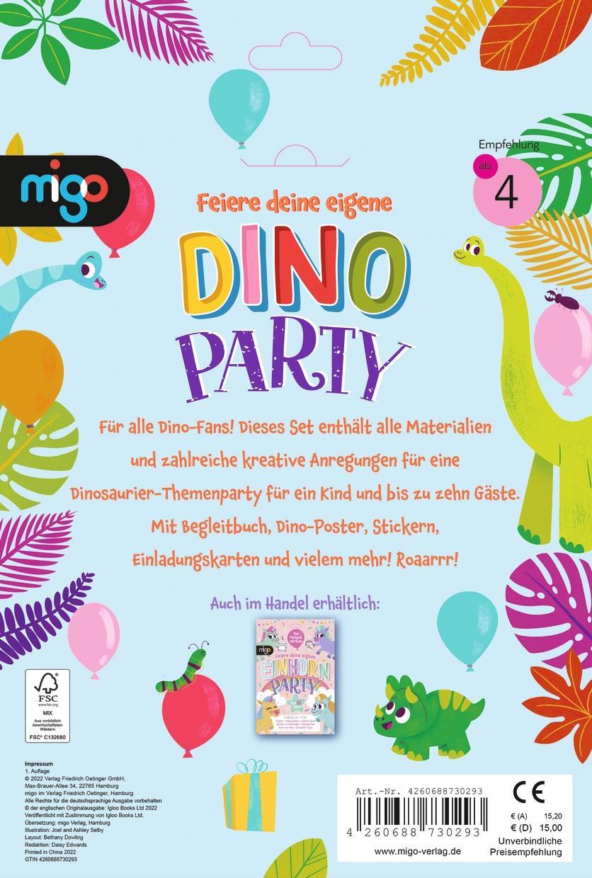 Rückseite: 4260688730293 | Feiere deine eigene Dino-Party | Daisy Edwards | Taschenbuch | Migo