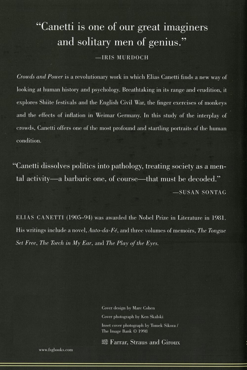 Rückseite: 9780374518202 | Crowds and Power | Elias Canetti | Taschenbuch | Englisch | 2009