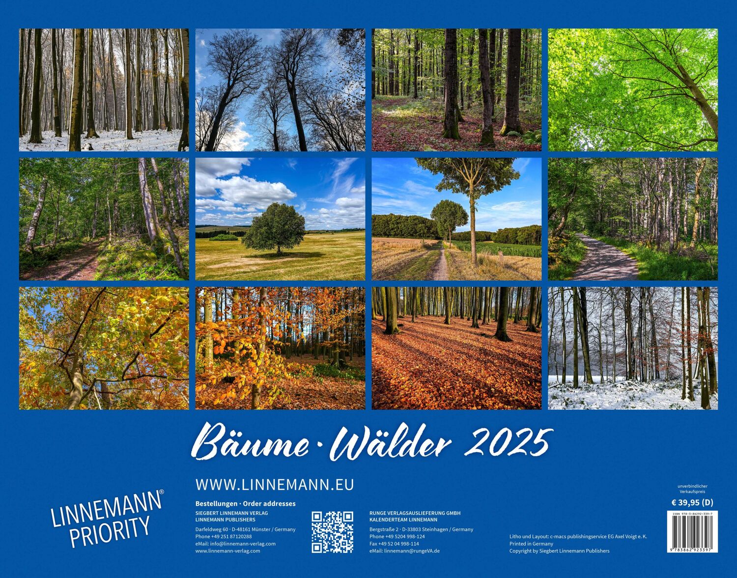 Rückseite: 9783862923397 | Bäume-Wälder 2025 Großformat-Kalender 58 x 45,5 cm | Linnemann Verlag