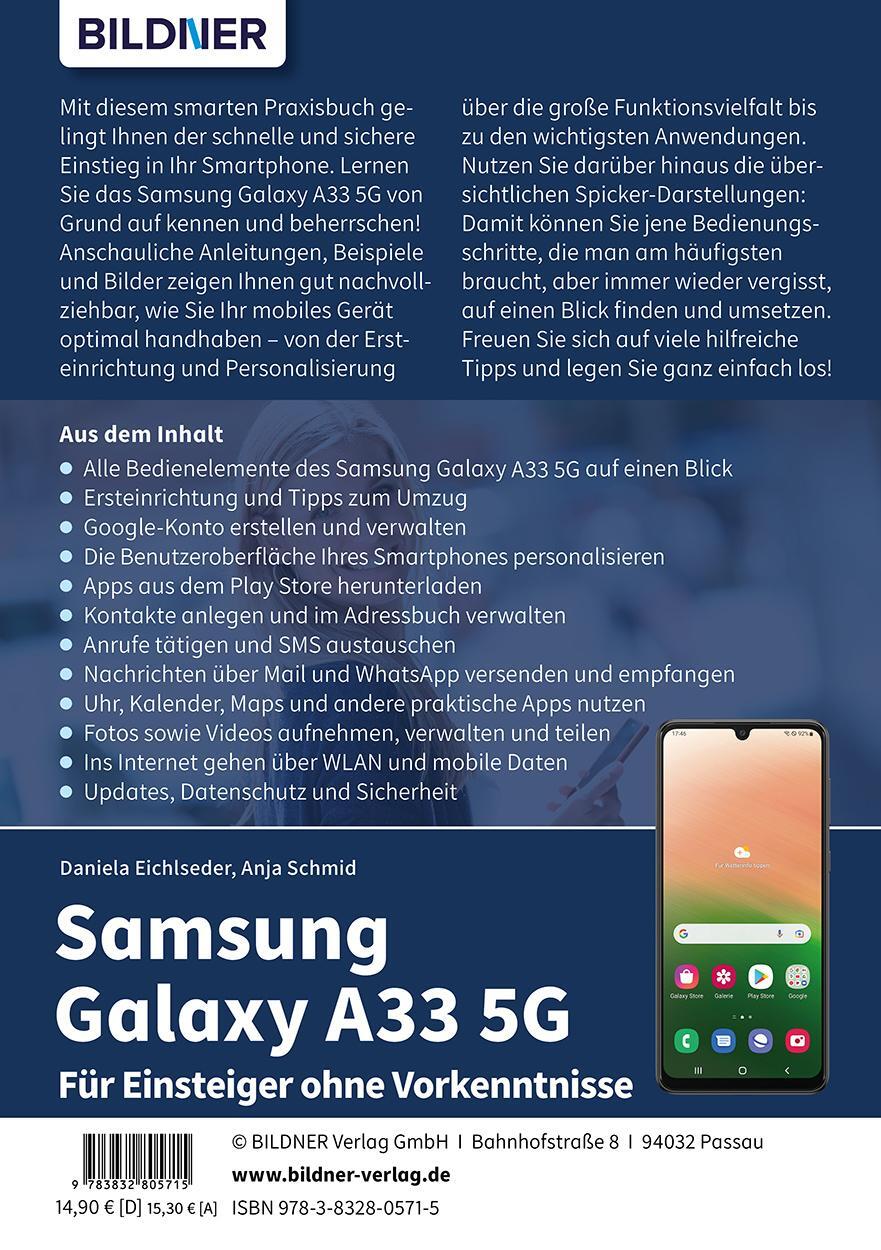 Rückseite: 9783832805715 | Samsung Galaxy A33 5G - Für Einsteiger ohne Vorkenntnisse | Buch