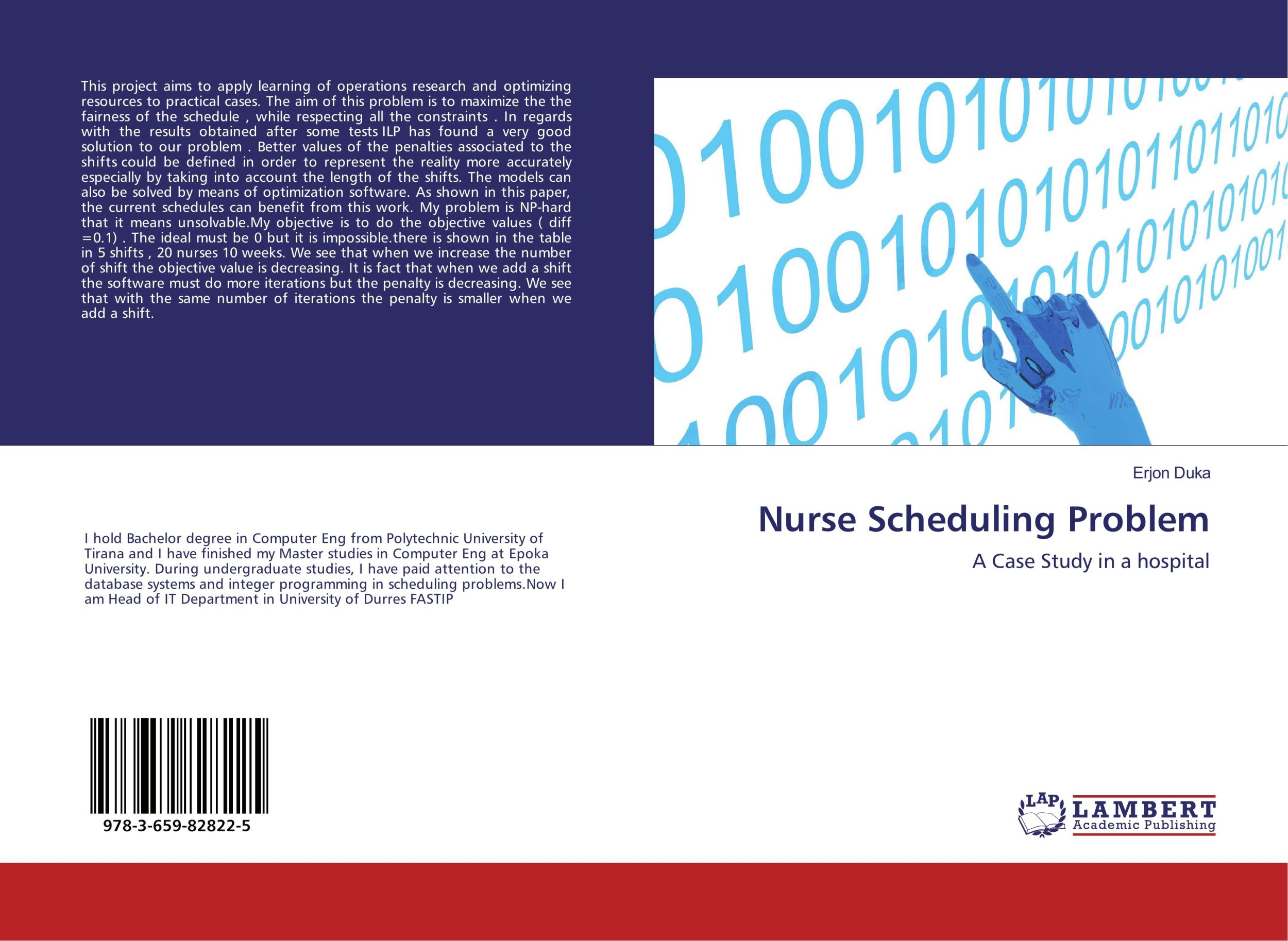 Cover: 9783659828225 | Nurse Scheduling Problem | A Case Study in a hospital | Erjon Duka