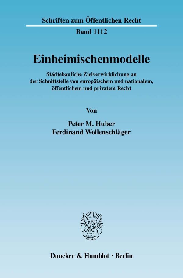 Cover: 9783428128167 | Einheimischenmodelle. | Peter M. Huber (u. a.) | Taschenbuch | 118 S.