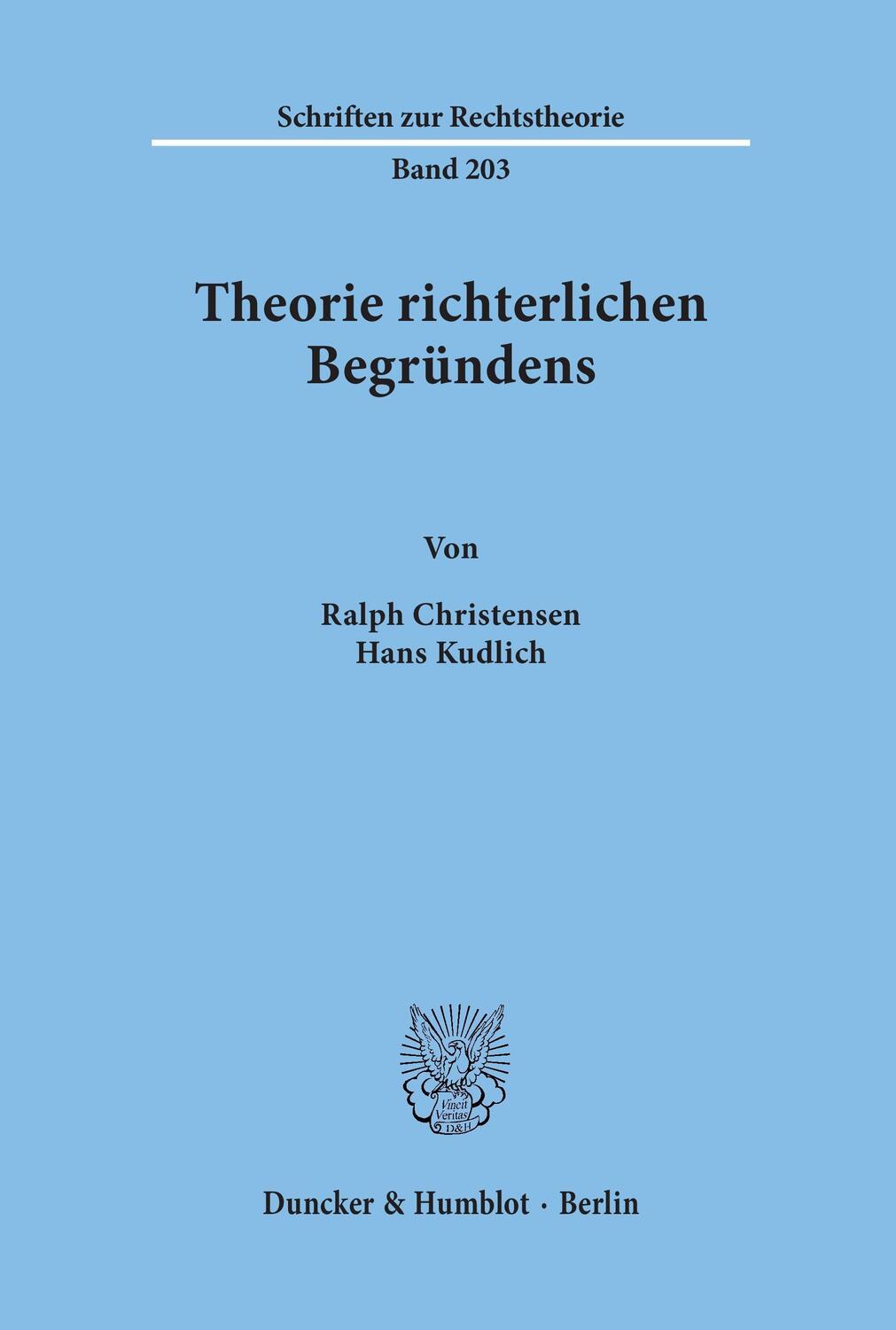 Cover: 9783428105441 | Theorie richterlichen Begründens. | Ralph Christensen (u. a.) | Buch