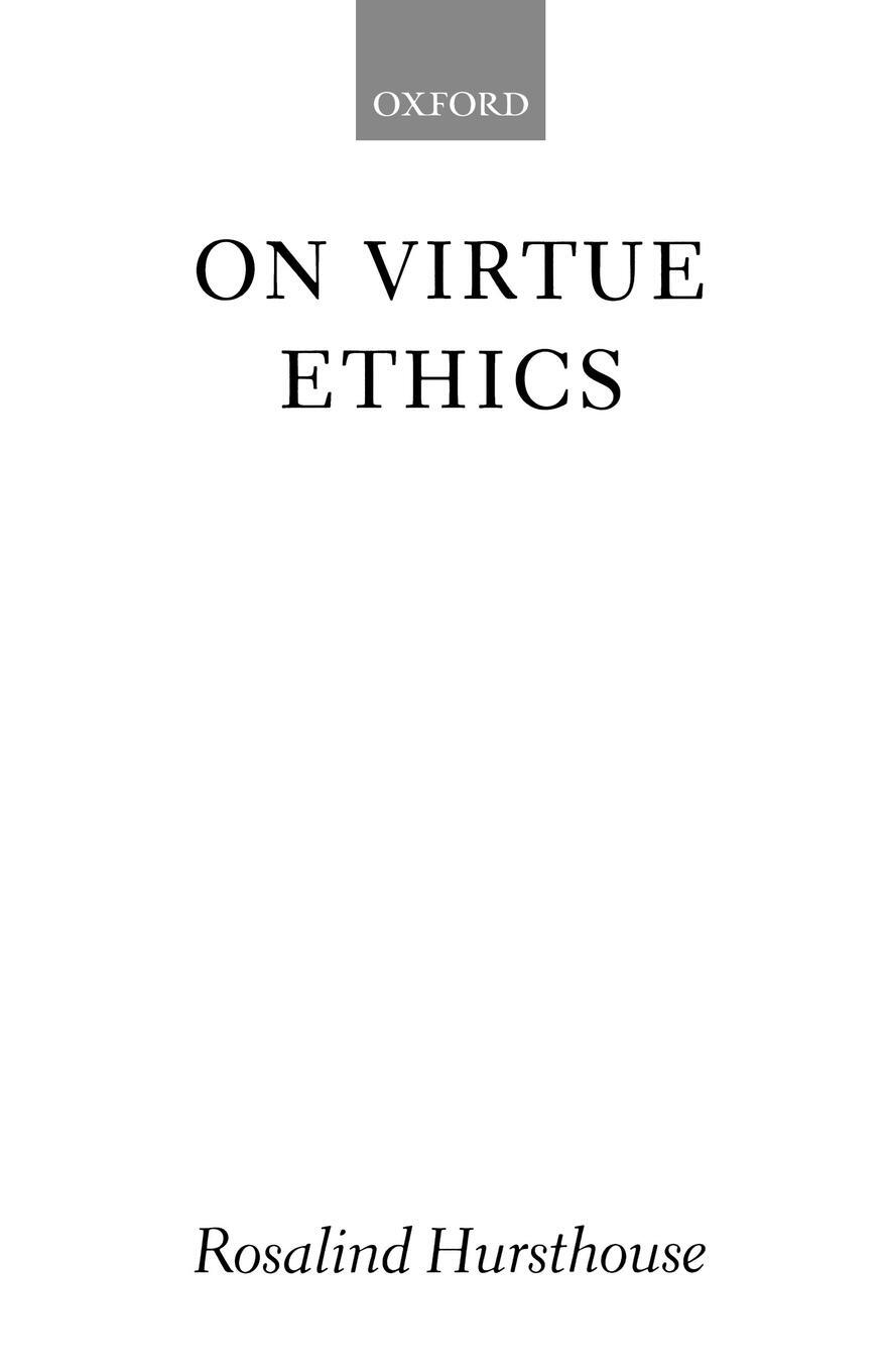 Cover: 9780199247998 | On Virtue Ethics | Rosalind Hursthouse | Taschenbuch | Paperback