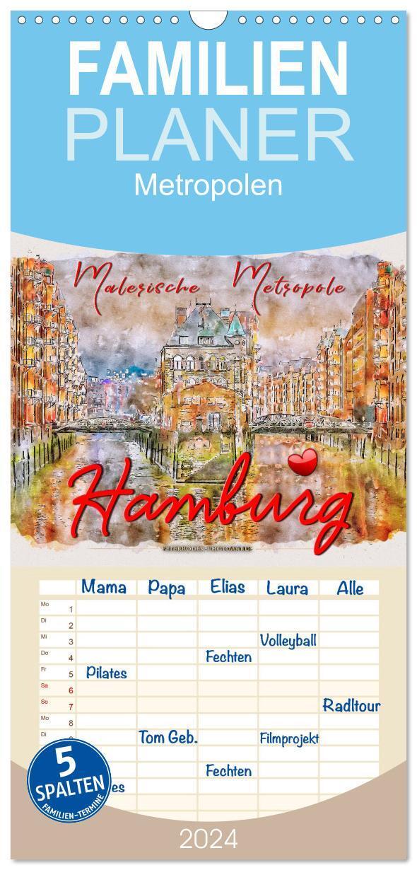 Cover: 9783383008948 | Familienplaner 2024 - Hamburg - malerische Metropole mit 5 Spalten...