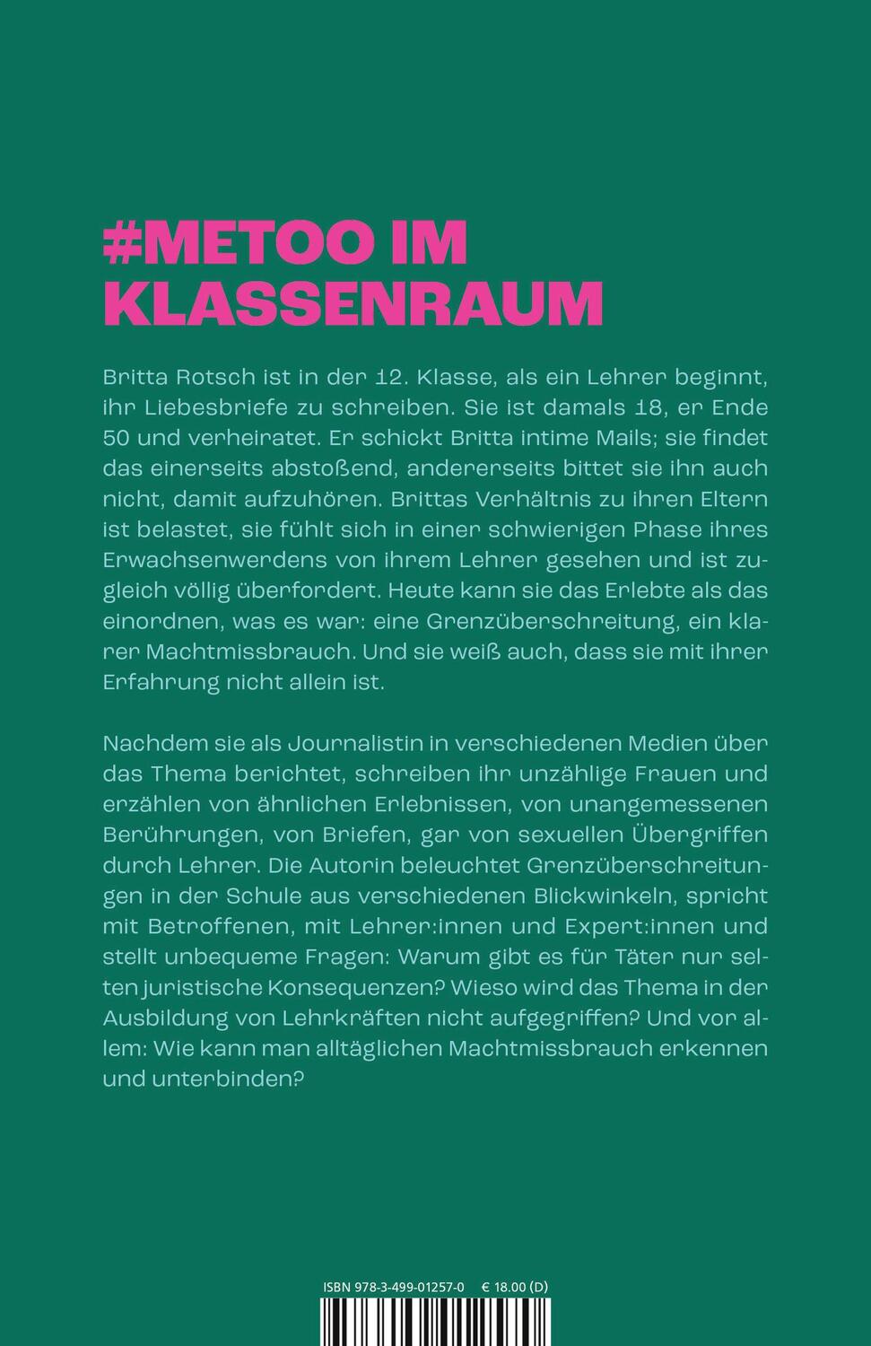 Rückseite: 9783499012570 | Wenn Lehrer Grenzen überschreiten | Über Machtmissbrauch in der Schule