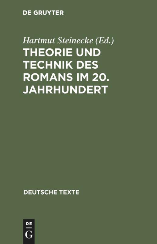 Cover: 9783484190191 | Theorie und Technik des Romans im 20. Jahrhundert | Hartmut Steinecke