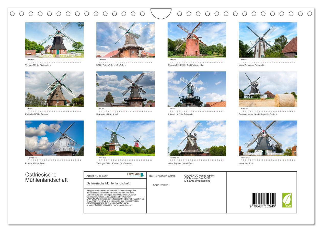 Bild: 9783435152940 | Ostfriesische Mühlenlandschaft (Wandkalender 2025 DIN A4 quer),...