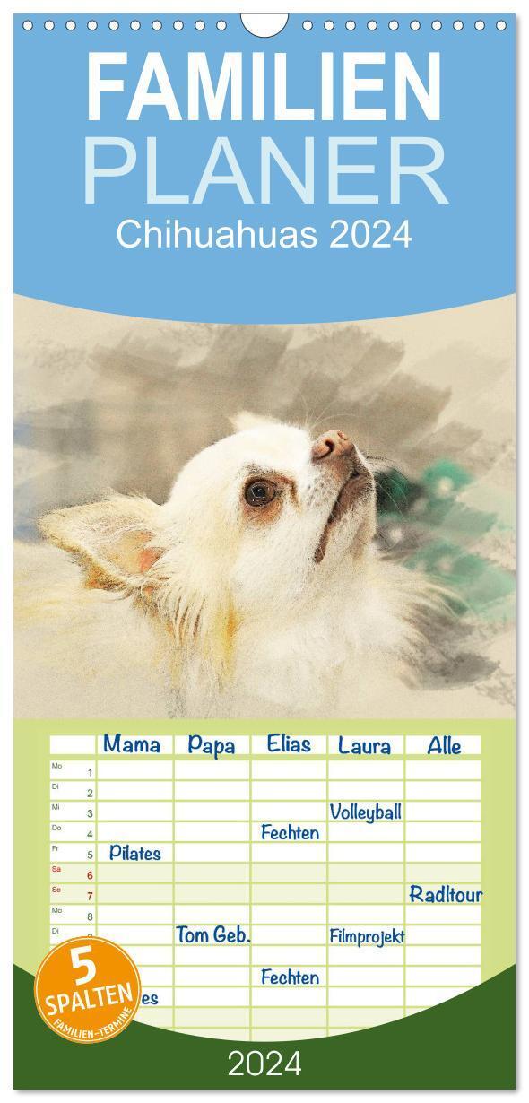 Cover: 9783383098802 | Familienplaner 2024 - Chihuahuas 2024 mit 5 Spalten (Wandkalender,...