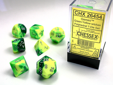 Cover: 601982023096 | Gemini® Polyhedral Green-Yellow/silver 7-Die Set | deutsch | Chessex