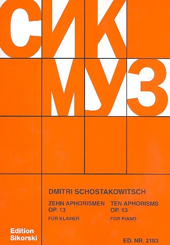Cover: 9790003025032 | Ten Aphorisms Op.13 | Dimitri Shostakovich | Buch | Sikorski Edition