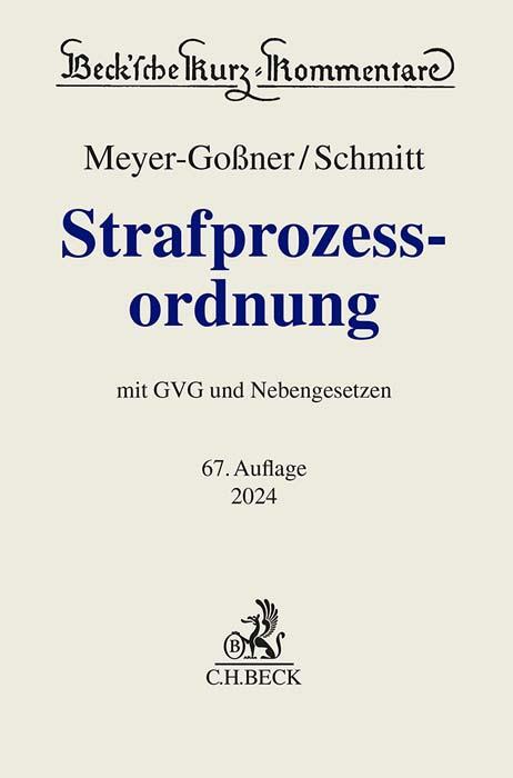 Cover: 9783406809842 | Strafprozessordnung | Bertram Schmitt | Buch | Beck Kurzkommentare