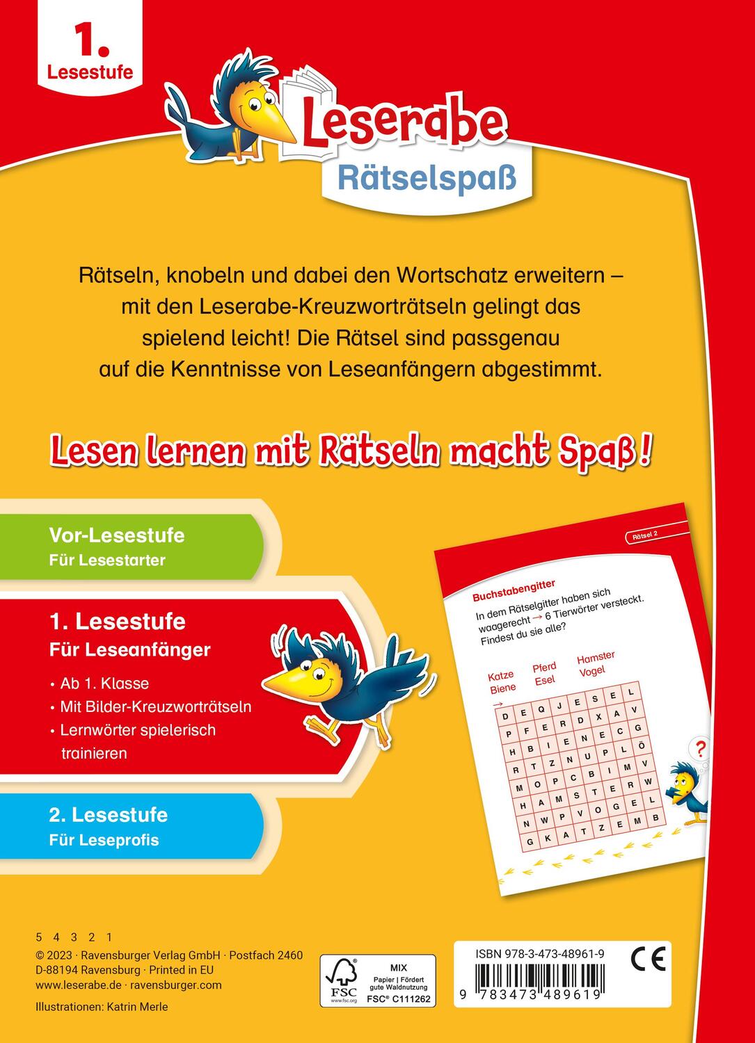 Rückseite: 9783473489619 | Ravensburger Leserabe Rätselspaß - Kreuzworträtsel zum Lesenlernen...