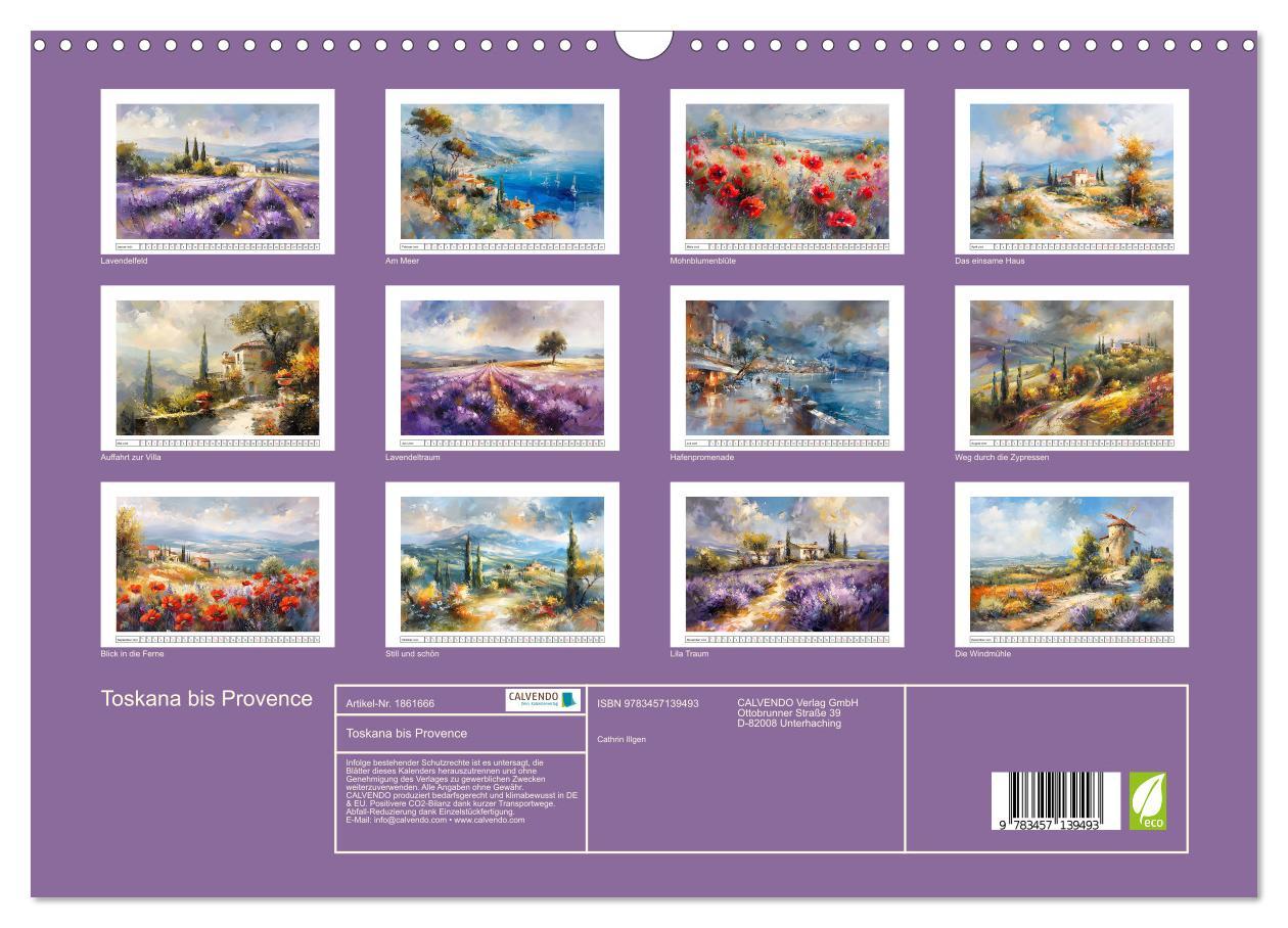 Bild: 9783457139493 | Toskana bis Provence (Wandkalender 2025 DIN A3 quer), CALVENDO...