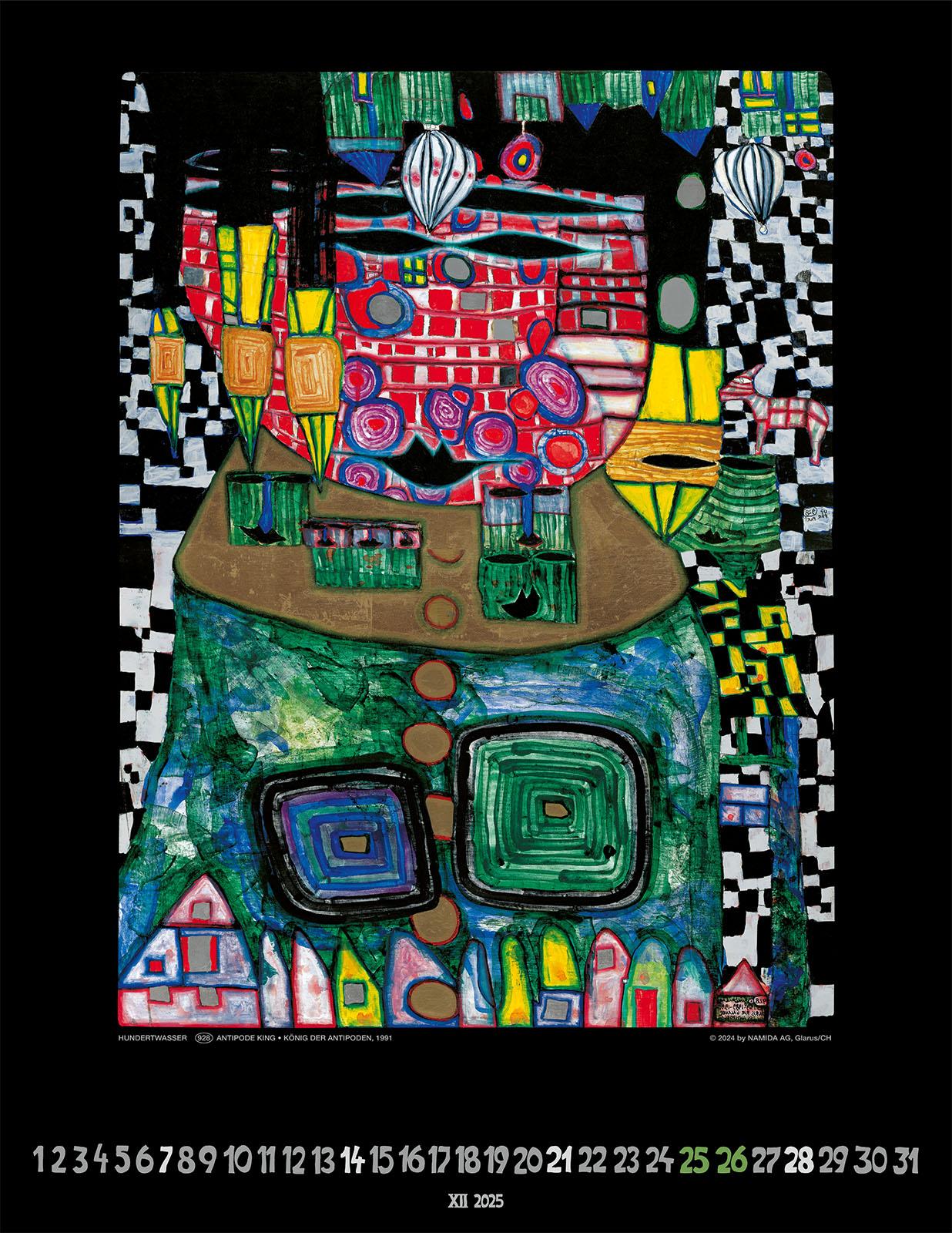 Bild: 9783910430136 | Hundertwasser Art Calendar 2025 | Wörner Verlag GmbH | Kalender | 2025