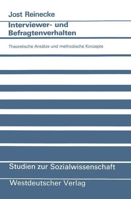 Cover: 9783531122908 | Interviewer- und Befragtenverhalten | Jost Reinecke | Taschenbuch | xx
